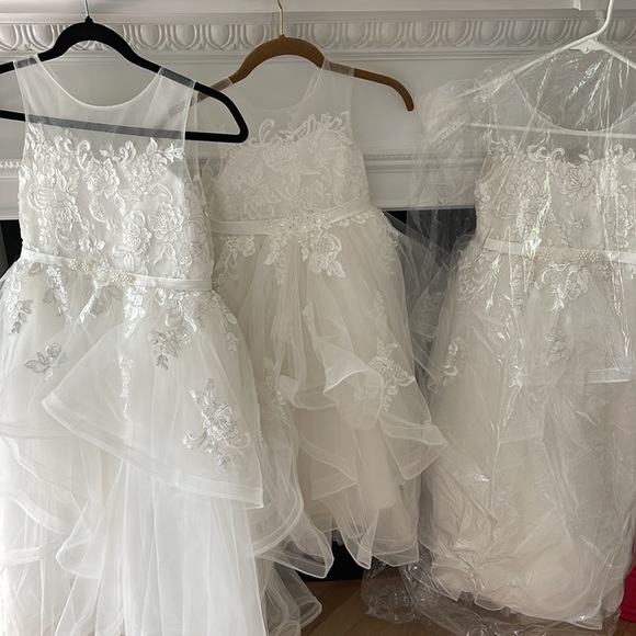 Flower girl/ special occasion dress ivory/white with tiered toole - Picture 12 of 12